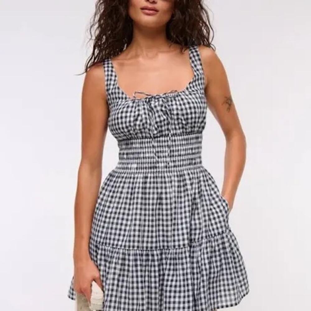Abercrombie & Fitch Easy Scoop neck Mini Dress in Gingham NWT